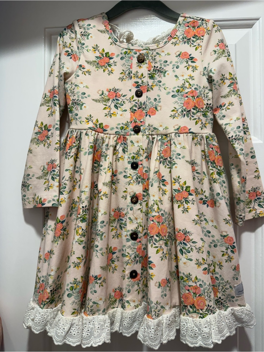 Love and Grow Floral Long-Sleeve Dress with Lace Trim-Ultimate Twirl Dress